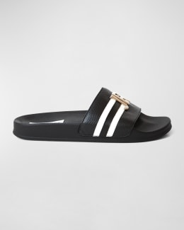 John Richmond Men's Studded Pool Slide Sandals | Neiman Marcus