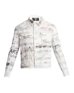 Balmain Men's Destroyed Denim Jacket | Neiman Marcus
