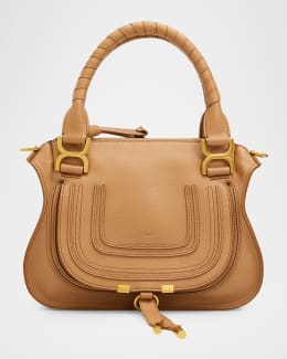 Chloe Marcie Medium Double Carry Satchel Bag in Grained Leather
