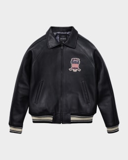 AVIREX Men's Black-Out Leather Racing Jacket | Neiman Marcus