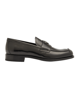 Prada Men s Spazzolato Triangle Logo Penny Loafers Neiman Marcus