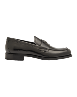 Prada Men's Triangle Logo Leather Loafers | Neiman Marcus