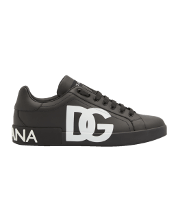 Dolce&Gabbana Men's Portofino Leather Low-Top Sneakers | Neiman Marcus