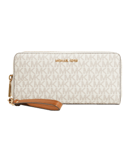 Kira Chevron Powder-Coated Zip Continental Wallet: Women's Designer Wallets