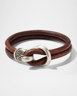 Givenchy Men's G-Chain Silvery Leather Bracelet | Neiman Marcus