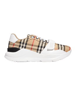 Burberry Men s Regis Check Trainer Sneakers Neiman Marcus