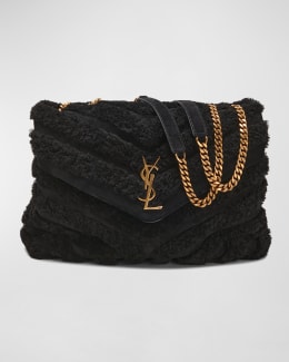 Saint Laurent Loulou Small YSL Shearling Shoulder Bag Neiman Marcus
