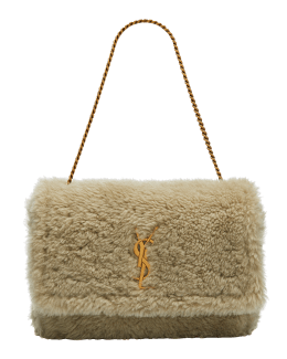 Saint Laurent Calypso Ysl Shearling Chain Shoulder Bag