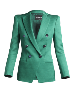 Double Breasted Velvet Blazer in Green - Etro