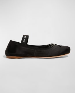 Miu Miu Leather Ballerina Flats | Neiman Marcus
