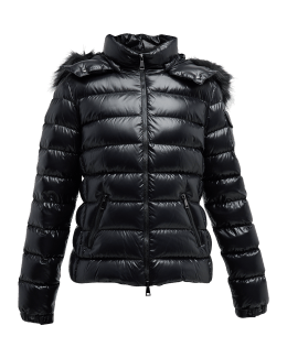 Saint Laurent YSL Logo Leather Puffer Coat | Neiman Marcus