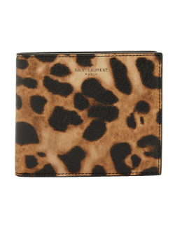 Saint Laurent Printed Leather Cardholder In Cream | ModeSens