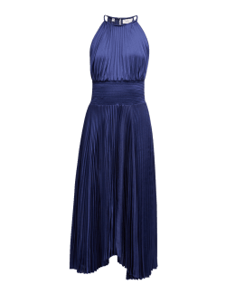 Nellina dip hem pleated dress discount