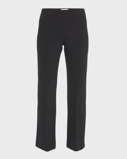Giorgio Armani Black Cady Straight-Leg Pants | Neiman Marcus