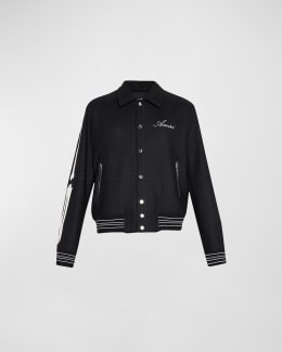 Balmain Men's Varsity Monogram Bomber Jacket with Patches