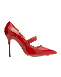 Manolo Blahnik Campari Patent Mary Jane Pumps | Neiman Marcus