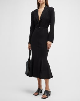 Norma Kamali Diana Long-Sleeve Asymmetric Mesh Gown | Neiman Marcus