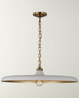 Visual Comfort Piatto Medium Pendant Polished Nickel Plaster White