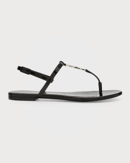 サンダル・ミュール Saint Laurent Cassandre Thong Sandals In Nappa Saint Laurent Cassandra Leather YSL Thong Sandals | Neiman