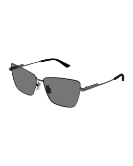 Saint Laurent Sleek Metal Cat-Eye Shield Sunglasses With Golden Accents ...