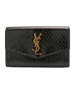 Saint Laurent YSL Monogram Small Wallet on Chain in Grained