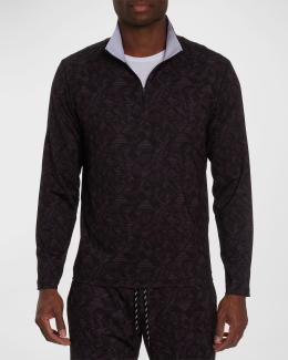 ROBERT GRAHAM M textured sweater V-neck relaxed classic men's teal wool $228