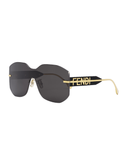 Fendi Men's Gold-Tone FF-Logo Rectangle Sunglasses - Bergdorf Goodman