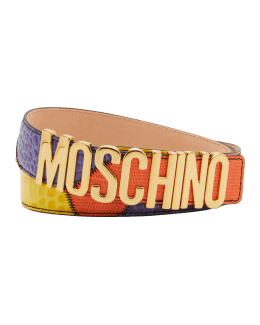 Moschino Men's belt EU 60 US 44 nylon blue yellow monogram