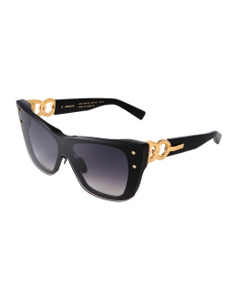 Balmain B-Escape Acetate & Titanium Wrap Sunglasses - Bergdorf Goodman