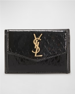 Saint Laurent Fragments Ysl Quilted Leather Card Case Nero