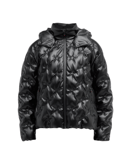 Eileen Fisher Stand-Collar Zip-Front Velour Puffer Coat | Neiman