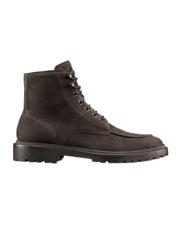 Belstaff Men's Gorge Shearling-Lined Leather Hiking Boots | Neiman Marcus