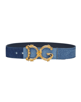 DOLCE & GABBANA: belt in stretch fabric with monogram buckle - Blue