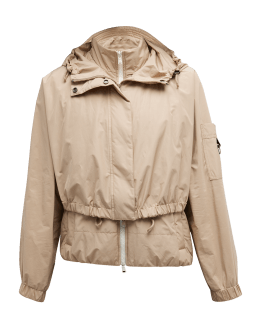 Burberry Monogram Motif Check Hooded Jacket In Buttermilk Beigeip C