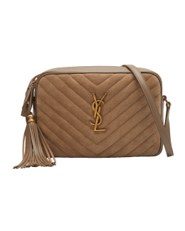 Saint Laurent Medium Lou Matelassé Suede Camera Bag - Beige - One Size