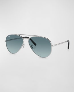 Ray Ban Rimless Mirrored Iridescent Aviator Sunglasses 59MM Neiman Marcus