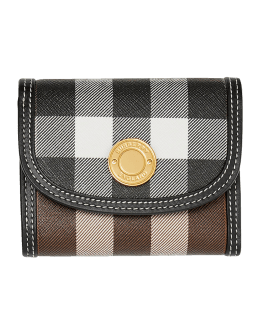 Burberry Exaggerated Check Coin Case with Strap in Dark Birch Brown - Women, Burberry® Official