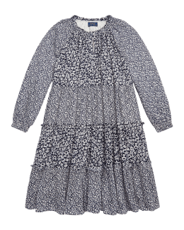 Luli & Me Girls Smocked Ruffle Sleeve Dress - Coral main image 1