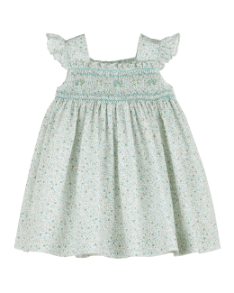 LuLu BeBe Girls Emily Smocked Bodice Dress - Yellow Floral main image 1
