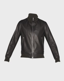 Source Men's Sven Black Leather Bomber Jacket With High Quality Material -  Wholesale Price on m.
