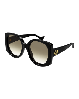 Gucci Monochromatic Rectangle Sunglasses w/ Interlocking G Temples