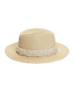 CHANEL Vintage Yellow Quilted Wide Brim Straw Hat with Bow Accent
