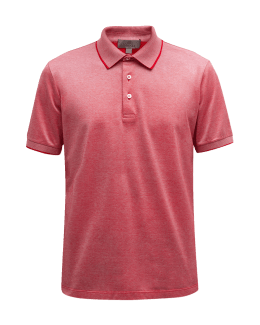 Eton Men's Contemporary Fit Piqué Polo Shirt - Pink Red - Size Small