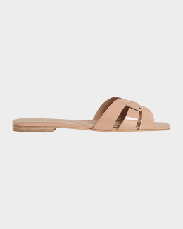 Saint Laurent Cassandra Leather YSL Thong Sandals | Neiman Marcus