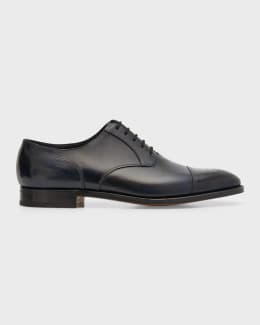 John Lobb Men's Zennor Grained Leather Derby Shoes | Neiman