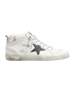 Golden Goose Mid Star Canvas Wing-Tip Sneakers | Neiman Marcus