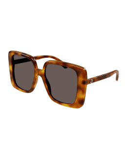 Oversized rectangular sunglasses in dark brown injection