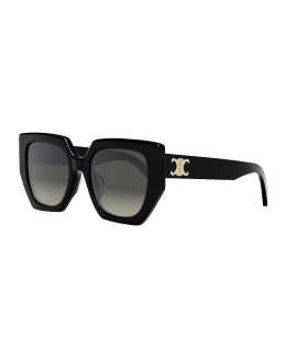Celine Logo Monochrome Rectangle Acetate Sunglasses