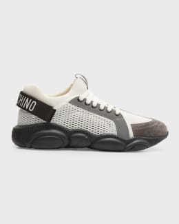 Moschino Men s Mixed Media Teddy Low Top Sneakers Neiman Marcus