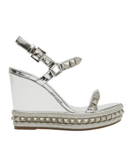 Wow 95 crystal-embellished metallic leather wedge sandals